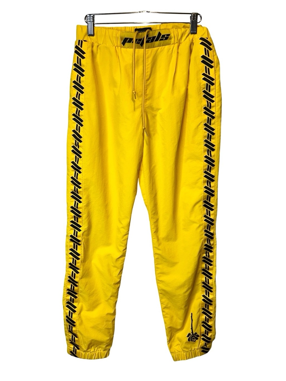 Petals & Peacocks Yellow Logo Track Pants | Streetwear Joggers